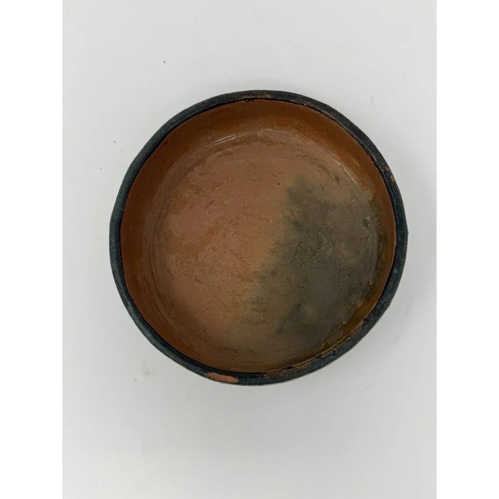 Rarchi Peru Hand-Painted Glossy Clay/Ceramic Bowl Blue Brown Yellow Animal
